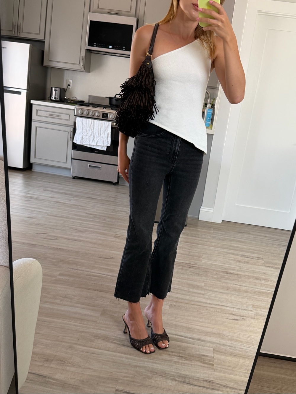 stradivarius Black Crop Flare Jeans